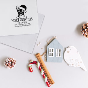 Havana Brown Cat Return Address Christmas Rubber Stamp