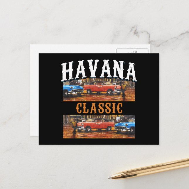 Havana Classic - Cuban Vintage Car Art Postcard (Front/Back In Situ)
