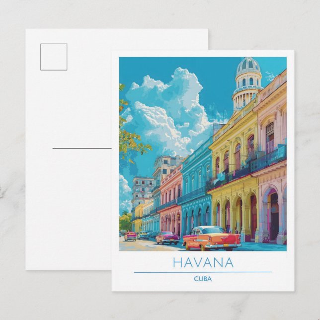 Havana Cuba Art Vintage Travel  Postcard (Front/Back)