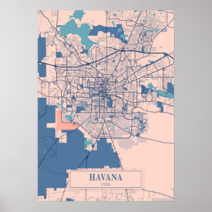 Havana - Cuba Breezy City Map  Poster