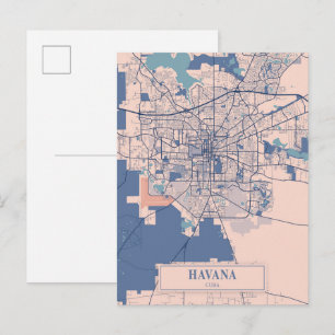 Havana Cuba Breezy City Map Travel Postcard