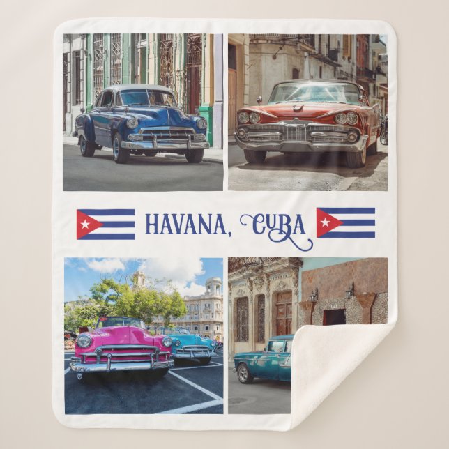 Havana CUBA Cars Sherpa Blanket (Front)