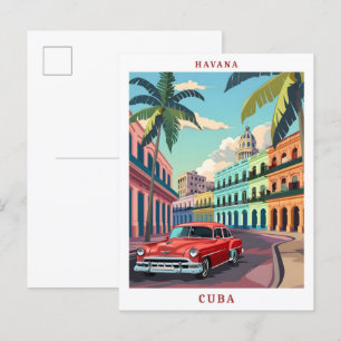 Havana Cuba Elegant Art Vintage Travel Postcard