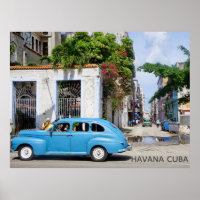 Havana Cuba Elegant Blue Vintage Car
