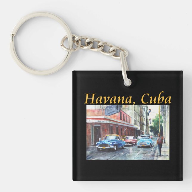 Havana Cuba Floridita Art Key Ring (Front)