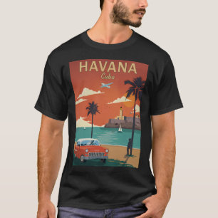 Havana Cuba Habana Cuban Caribbean Island Retro Tr T-Shirt