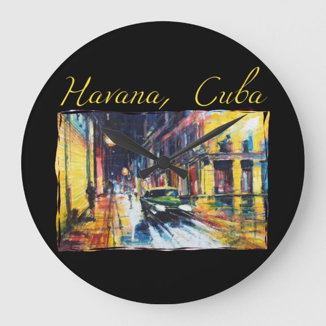 Havana Cuba - Habana Vieja Night Scene Large Clock (Front)