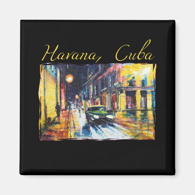Havana Cuba - Habana Vieja Night Scene Magnet (Front)