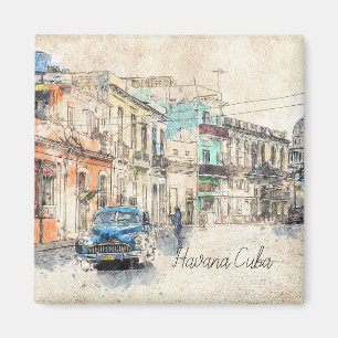 Havana Cuba Illustration Magnet