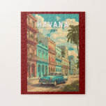 Havana Cuba Illustration Travel Art Vintage Jigsaw Puzzle<br><div class="desc">Havana retro vector travel design. From strolling the cobblestone streets of Old Havana to cruising along the Malecón,  the city offers a timeless blend of history,  art,  and Caribbean energy.</div>