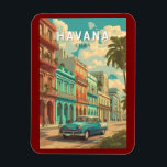 Havana Cuba Illustration Travel Art Vintage Magnet<br><div class="desc">Havana retro vector travel design. From strolling the cobblestone streets of Old Havana to cruising along the Malecón,  the city offers a timeless blend of history,  art,  and Caribbean energy.</div>