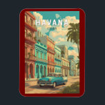 Havana Cuba Illustration Travel Art Vintage Magnet<br><div class="desc">Havana retro vector travel design. From strolling the cobblestone streets of Old Havana to cruising along the Malecón,  the city offers a timeless blend of history,  art,  and Caribbean energy.</div>