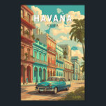 Havana Cuba Illustration Travel Art Vintage Poster<br><div class="desc">Havana retro vector travel design. From strolling the cobblestone streets of Old Havana to cruising along the Malecón,  the city offers a timeless blend of history,  art,  and Caribbean energy.</div>