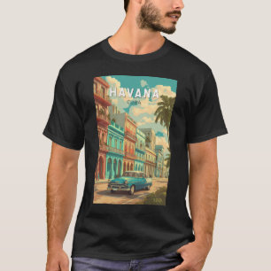 Havana Cuba Illustration Travel Art Vintage T-Shirt