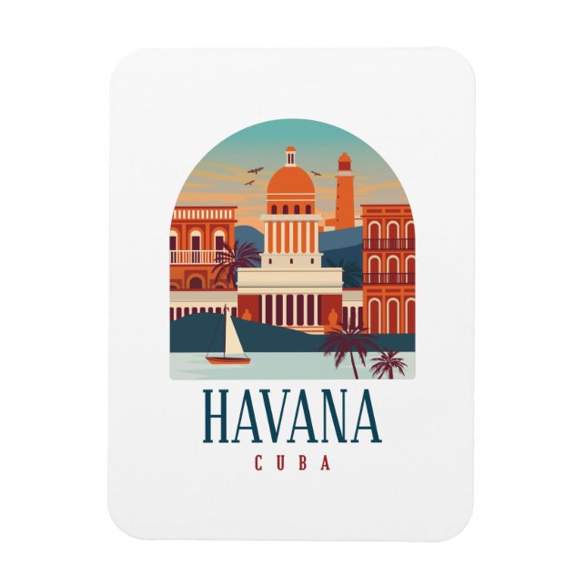 Havana Cuba Island Vintage Minimal Retro City  Magnet (Vertical)