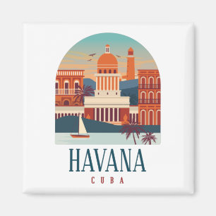 Havana Cuba Island Vintage Minimal Retro City   Magnet