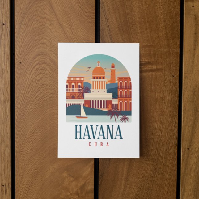 Havana Cuba Island Vintage Minimal Retro City   Postcard (havana cuba vintage postcard)