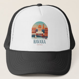 Havana Cuba Island Vintage Minimal Retro City Trucker Hat