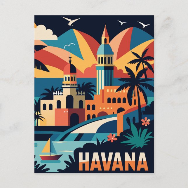 Havana Cuba Island Vintage Travel City Postcard (Front)