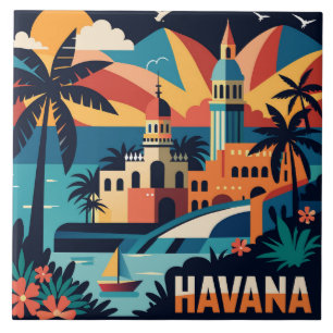 Havana Cuba Island Vintage Travel City Tile
