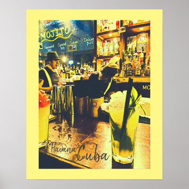 Havana Cuba Mojito bar vintage travel Poster (Front)