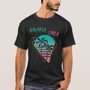 Havana Cuba Palm trees Retro Ocean Surfing Hispani T-Shirt