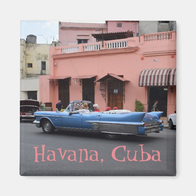 Havana Cuba Pink Building Class ic Old Car Magnet (Front)