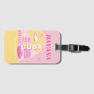 Havana Cuba Pink Preppy Art Luggage Tag