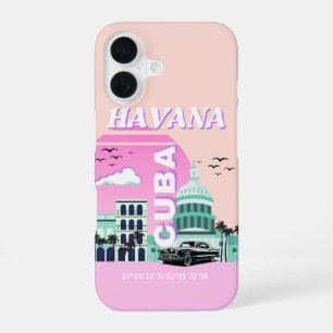 Havana Cuba Pink Travel Art iPhone 16 Case