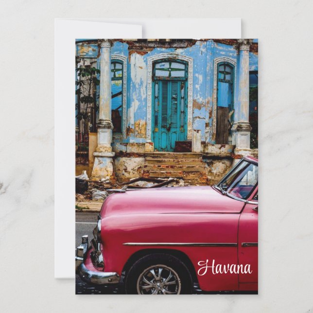 Havana Cuba Red Vintage Car Invitation (Front)
