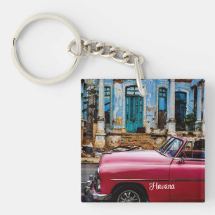 Havana Cuba Red Vintage Car Key Ring