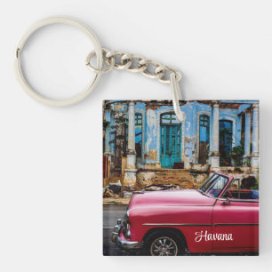 Havana Cuba Red Vintage Car Key Ring