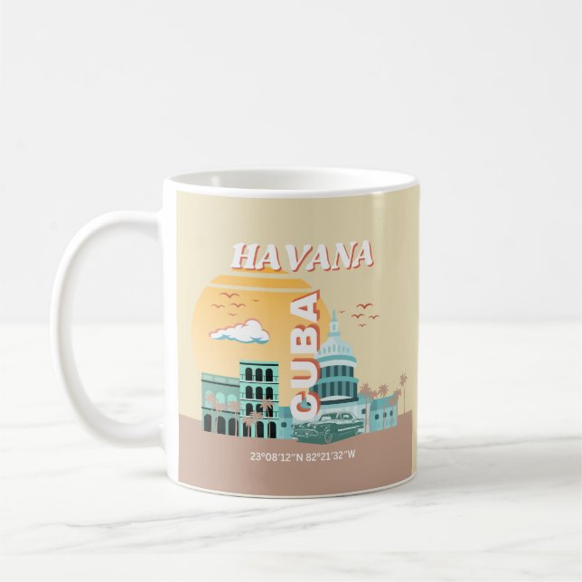 Havana Cuba Retro Travel Art Coffee Mug (Left)