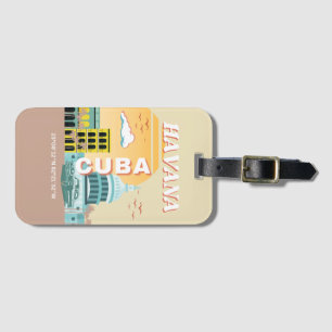 Havana Cuba Retro Travel Art Luggage Tag