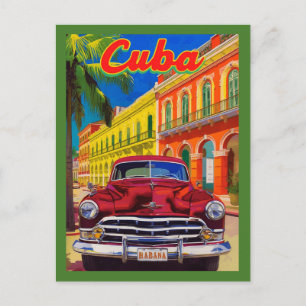 Havana Cuba Retro Travel – Colonial Old Car Postcard