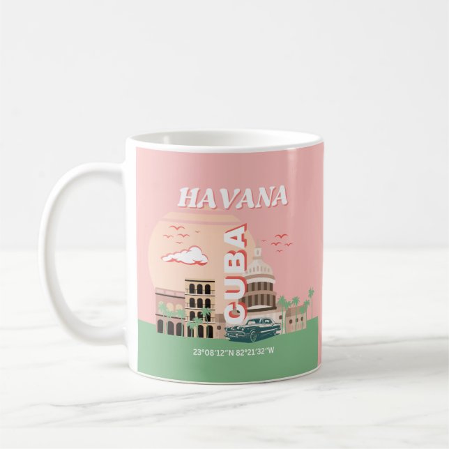 Havana Cuba Retro Vintage Art Coffee Mug (Left)