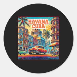 Havana Cuba Shirts Family Trip Tourist Vintage Ret Classic Round Sticker