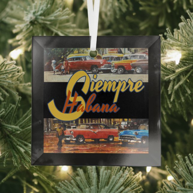 Havana Cuba - Siempre Habana Glass Tree Decoration (Insitu)