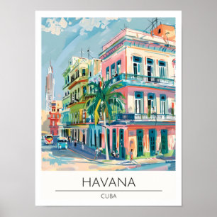 Havana Cuba Vintage Art Illustration Travel Poster
