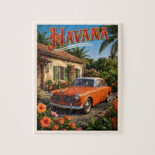 Havana Cuba Vintage Car Tropical Travel Jigsaw Puzzle