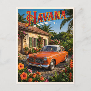 Havana Cuba Vintage Car Tropical Travel Postcard