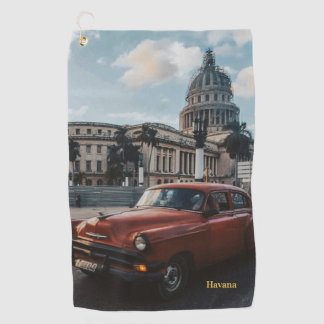 Havana Cuba Vintage Classic Car Golf Towel