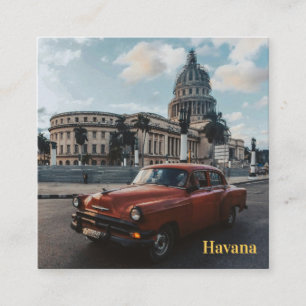 Havana Cuba Vintage Classic Car Square Business Card
