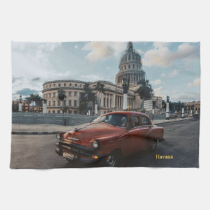 Havana Cuba Vintage Classic Car Tea Towel