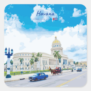 Havana, Cuba - Vintage Classic Soul Square Sticker