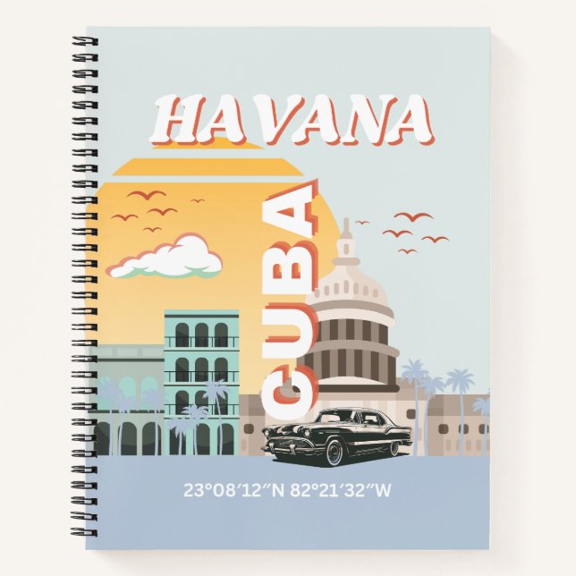 Havana Cuba Vintage Travel Art Notebook (Front)
