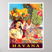 Havana Cuba vintage travel poster