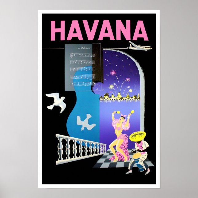 Havana Cuba vintage travel poster (Front)
