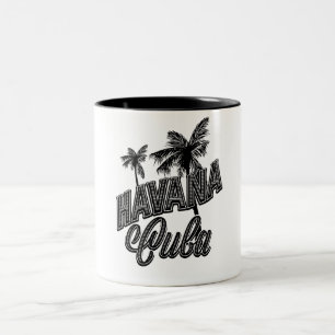 Havana Cuba vintage typeface art. Two-Tone Coffee Mug