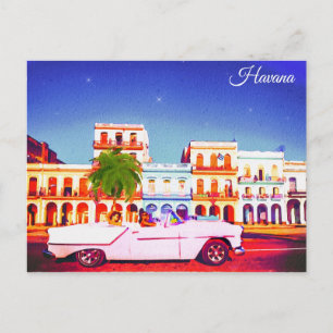 Havana Cuba Watercolor Travel Postcard